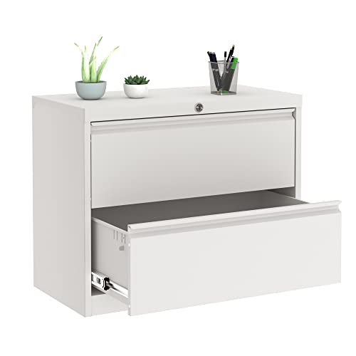 Gangmei 2 Drawer Lateral File Cabinet, Lockable File Cabinet With Drawers,Ins-Design 35.43 Inches Wide Files Cabinet With Hanging Bars,Assembly Required (White, 2 Drawer)… #TOP13