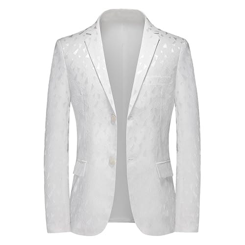 Mens Jacquard Dress Suit Jacket Casual Floral Slim fit Dinner Tuxedo Notched Lapel Wedding Blazers