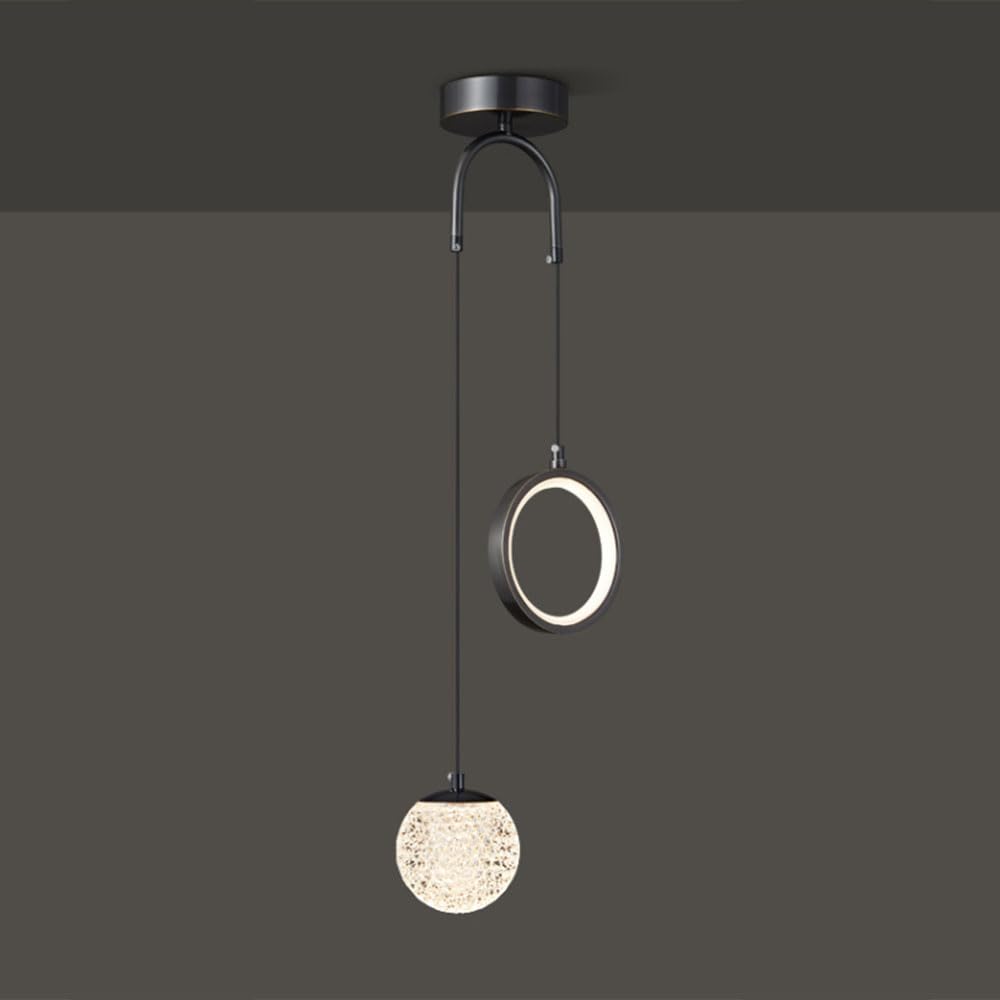 CONERY 3000-6000K Minimalist LED Hanging Lamp Modern Globe Pendant Light Fixture 2 Light Source Chandelier Brushed Brass Finished with Globe Glass Lampshade Living Room Bedroom Dining Lighting