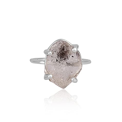 Herkimer Diamond Ring Natural Diamond Ring Black Diamond Ring 925 Sterling Silver Herkimer Diamond Stone Rough Herkimer Diamond Ring Gift For Her