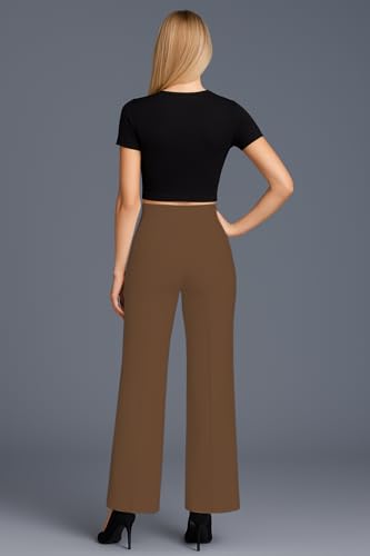 Image of SWADESI STUFF Women's High Waisted Bell Bottom Pants | Retro Wide Leg Trousers | Stretchy Flared Palazzo Pants for Office, Casual Wear & Party