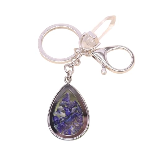 Natural Stone Teardrop Photo Keychain Featuring Crystals Accent and Heart Frame for Frequent Handling Natural Stone Keychain