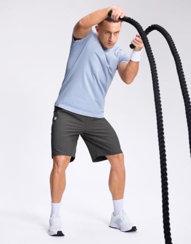 Image of GGJ Men's Lightweight Athletic Shorts with 2 Zipper Pockets 7 inch /9 inch /5 inch Gym Workout Running Quick Dry Tennis Shorts for Men