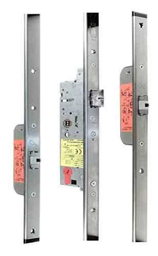 BKS Secury Mehrfachverriegelung/Panikschloss 1916 mit Wechselfunktion E, Entfernung: 92mm, Vierkant 9mm, Edelstahl U-Stulp: 24x6x1750mm (DIN RECHTS, Dornmaß: 45mm)