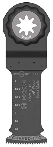 BOSCH OSP114 1-Piece 1-1/4 In. Starlock Oscillating Multi Tool Wood Curved-Tec High-Carbon Steel Plunge Cut Blade for Heavy-Duty General-Purpose Applications in Wood