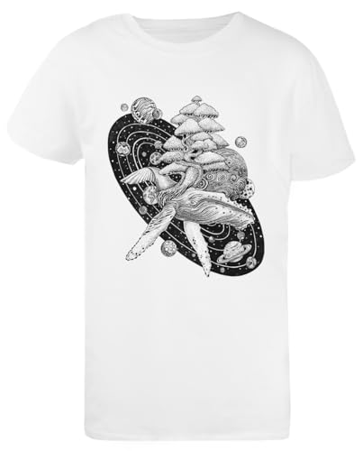 T-Shirt Space Whale Jedhamuun Beekama Kid Blanc Coupe Droite Unisexe pour Adulte