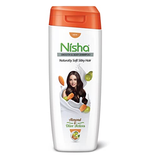 Nisha Almond and Olive Hair Shampoo for Women & Men for Silky, Shiny and Smooth Hair, Reduce Dandruff & Breakage, All Hair Types, 340 ml