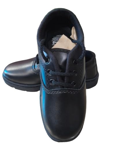 Image of Boys School Shoe, Size-1UK (Youth), Black, Lace-Up Style with Durable Rubber Sole,