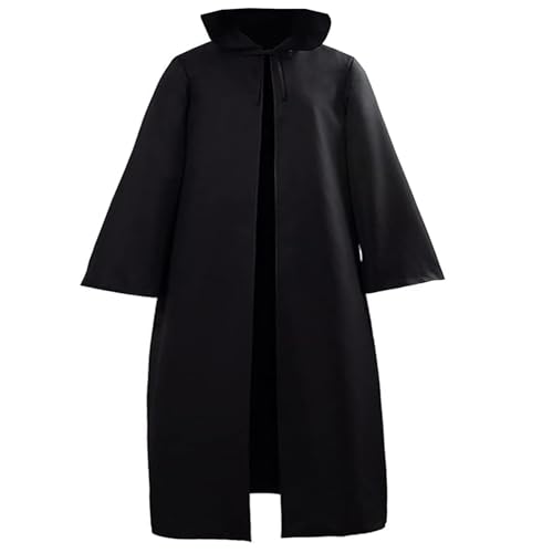 Akatsuki Abrigo para niños y adultos, unisex, disfraz de cosplay, Halloween, fiesta, disfraz con diadema y anillo (juego negro, L)