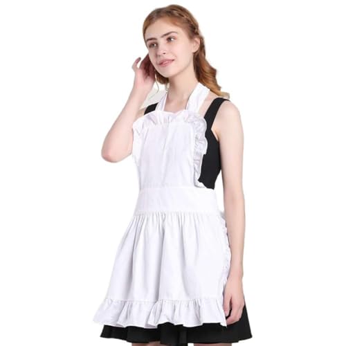 Delantal de camarera retro con volantes ideal para eventos de cosplay y cafeterías 6