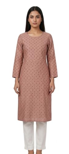 Image of Customized Peach Colour Printed Kurti for Women and Girl