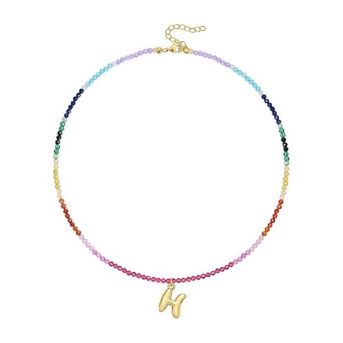 [GMBYLBY] Personalize Styles Beaded Initial Necklace for Women 14K Gold Plated with Crystals Stones Vocation Accessory Unique Le