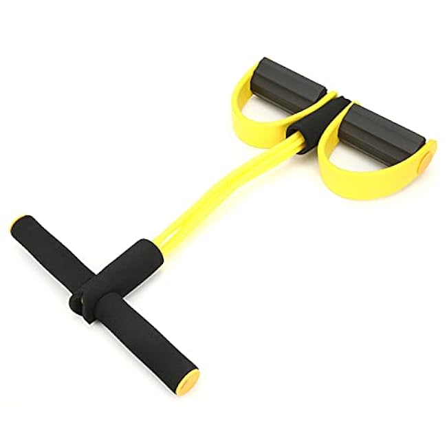 Multifunctional Tension Rope, Resistance Band with Foot Pedal, 2 Tubes Elastic Yoga Pedal Puller Resistance Band for for Abdomen/Waist/Arm/Leg Stretching Slimming Training