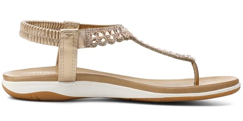 Image of UBFEN Womens Flat Sandals Dress Braided T-Strap Thong Sandals with Arch Support Comfortable for Walking