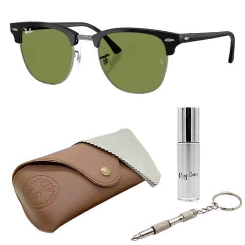 Image of Ray-Ban RB3016F CLUBMASTER CLASSIC LOW BRIDGE FIT Square Shape Sunglasses for Men & Women with Official RayBan Eyewear Kit