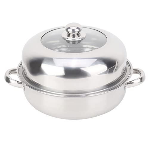 XIASABA Olla de cuscús al vapor de 28 cm de acero inoxidable de una sola capa para fondue de alimentos, utensilios de cocina caseros