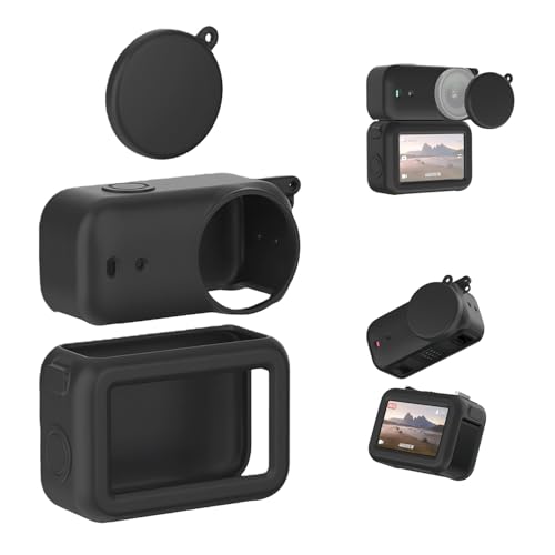 OSMO NANO Negro Silicona Funda con Tapa del Lente, Funda Protectora Completa Silicona Lente Protector con OSMO NANO, Suave Tacto Anticaídas Carcasa Resistente a Los Arañazos Acción Cámaras Accesorios