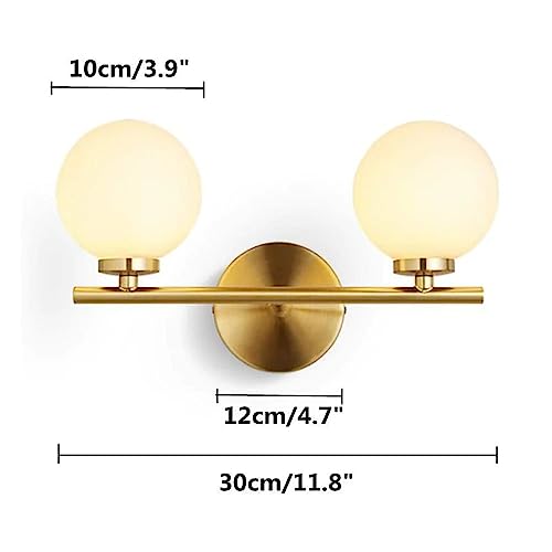 Image of WOKE Double Globe at 180 Degree Indoor /Outdoor Wall Light /Wall Lamp Lighting for Decor Home /Living Room- Golden and Milky,Corded Electric (Without Bulb) 78949