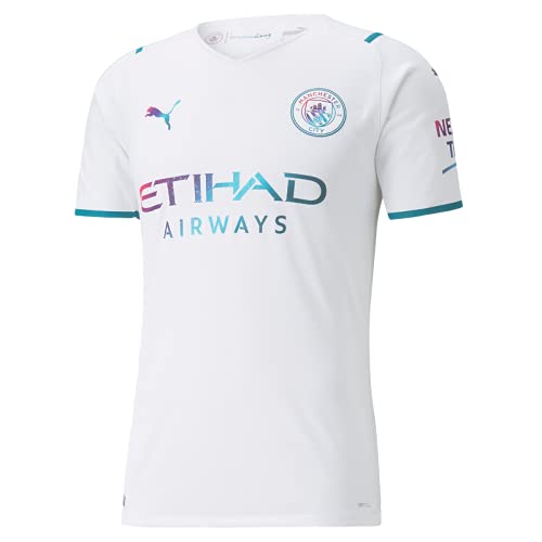 PUMA Men s Manchester City FC Away Shirt Authentic with Sponsor Logo 21 22 White