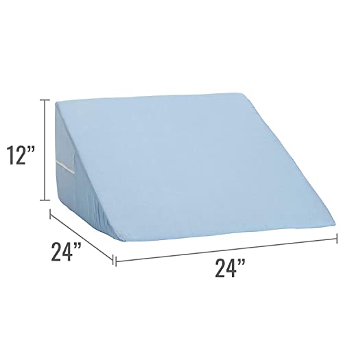 Image of DMI Bed Wedge Pillow and Triangle Wedge with Elevated Incline for Neck Pain, Headaches, Reflux, Shoulders, Back Pain, Foot Support, Knee Pain or Restless Leg Syndrome, 24x24x12 inches, Blue