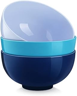 LOVECASA, Porcelanowe miski do misek do sałatek Ramen Sałatki, Zestaw misek do makaronu (3 sztuki - Gradient Blue, 8"- 1900 ML)