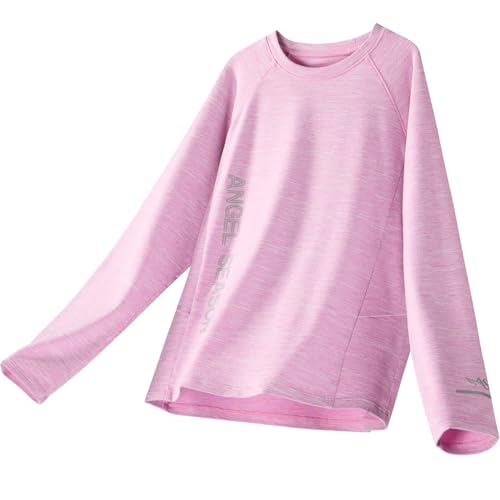 Image of Angel season Boys Girls Long Sleeve Shirts Breathable Moisture Wicking Athletic Activewear T-Shirt for Kids, 5-14 Years