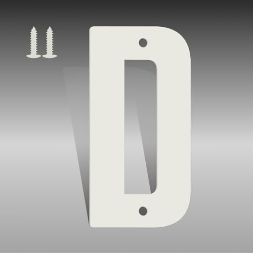12 Inch White Metal Letters, Large House Address Letters for Outside (D)
