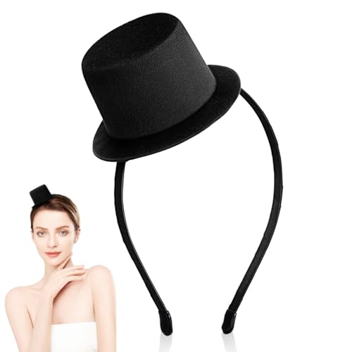 BESPORTBLE Mini Chapeau Haut de Forme Noir pour Fête Tête Costume Ajustable Accessoire Unisexe pour Carnaval Cosplay Mariage