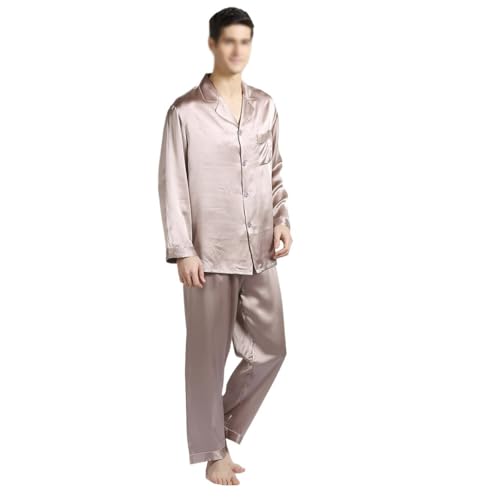 Men's Spring And Autumn Silk Home Two Piece Set With, And Pajamas