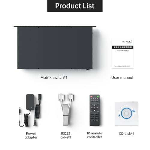 Image of MT-VIKI 16X16 4K HDMI Matrix Switch Support Web GUI & 3.5mm Stereo Audio, 4K@30Hz, Rack Mount Switcher & Splitter, EDID, RS232, LAN Port, APP