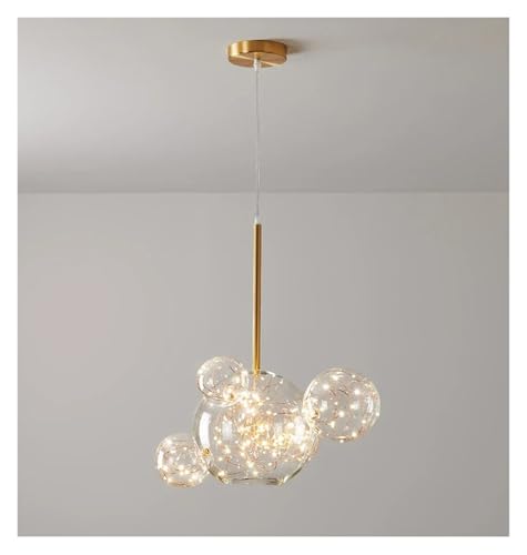 KLXSIVU Lámpara de araña Moderna con esferas de Cristal LED, diseño de Burbujas Doradas, Colgante para Comedor, Sala de Estar, Cocina o Dormitorio.