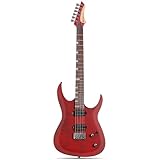 Leo Jaymz Tornado 6-String Electric Guitar, Okoume Body, Maple Neck, Laurel Fingerboard, Dual Alnico V Pickups, Locking Tuners, 3-Way Switch, 24 Frets (Burgundy Burl)