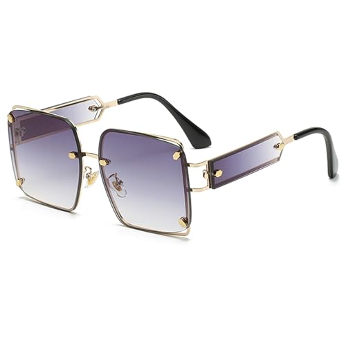 bullabulling Vintage Square Sunglasses For Women Men Big Oversized Punk Style Sun Glasses Fashion Metal Shades Eyeglasses2