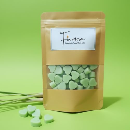 Image of Wax Melts | Organic Soy Wax | Essential Oil Infused | Lemongrass Fragrance | Heart Shape Aroma Melts | Refreshing Room Freshener | Safe Smoke-Free Scent | 80 GMS