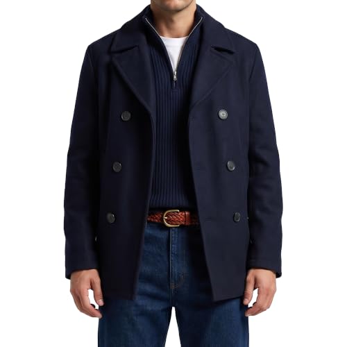 Image of Nautica Men's Wool Blend Peacoat - Double-Breasted Winter Coat, Regular, Big & Tall Sizes