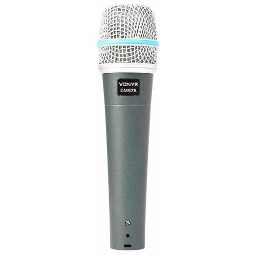 VONYX DM57A Microphone Dynamique Professionnel - Noir, Cordon de 5 Mètres, Connecteurs (XLR - Jack 6,3) - Impédance : 600 Ohms, Filtre Anti-Pop Intégré
