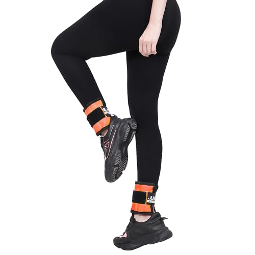 Image of De Jure Fitness Adjustable Ankle & Wrist Weights Pair (1KG x 2) for Men & Women | Strength Training, Walking, Running, Workout, Yoga | Comfortable, Durable | Orange - 2KG