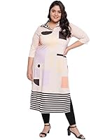 AMYDUS Women Plus Size Beige Printed Kurta