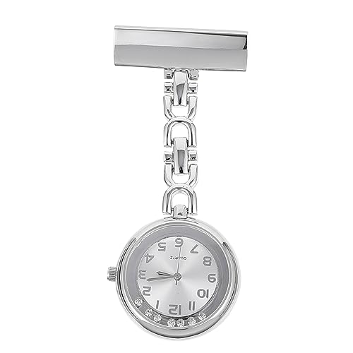 MOBUTOFU 1個 ナーステーブル pocket watch 看護師フォブ時計 ピン ために 金 ウォッチ 鎖 看護懐中時計 女性用ナースウォッチ クォーツムーブメント Silver