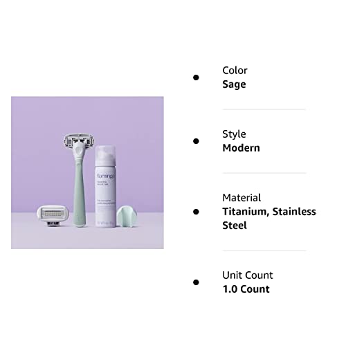 Cekaso Flamingo Razor Women Shave Set With 1 Razor Handle, 2 Five-Blade Cartridges, 1 Foaming Shave Gel (1Oz), Shower Holder (Sage) #TOP7