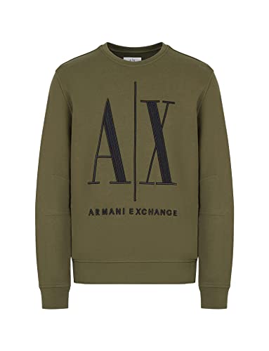 Armani Exchange Herren Pullover Icon Project Bestickt, Olive Night,...
