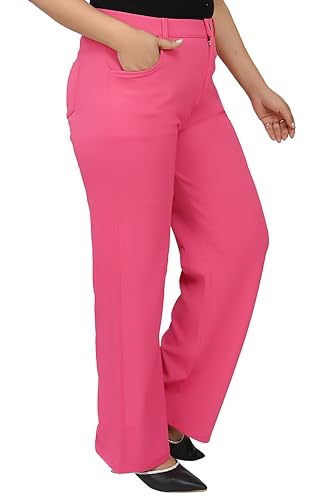 Image of Women's Wide Leg 4-Way Stretch Stripped Business Casual Pants Flexi Waist Wrinkle Resistant