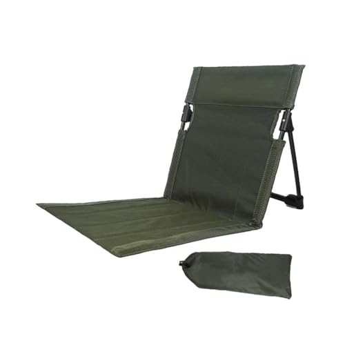 Baoblaze Silla de Playa Plegable con Respaldo Asiento Tipo Alfombrilla Portátil para Jardines Respaldo de Aluminio Ligero Plegable Respaldo Cómodo para Parques, Verde