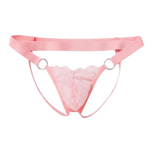 ABAFIP Men's Lace Thong Underwear Low Waist Sissy Pouch G-String Panties Crossdressing Lingerie