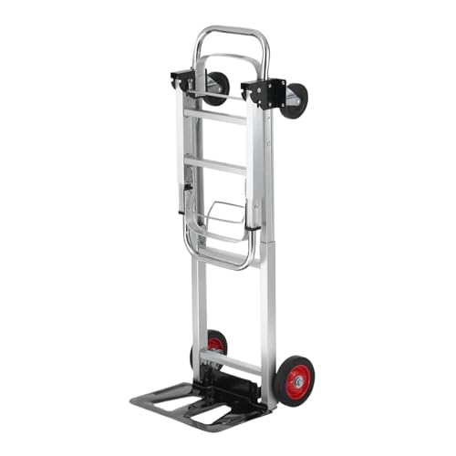 Carretilla de Mano Plegable Aluminio, diseño 2 en 1, Capacidad 400 Libras, Carro Industrial Resistente