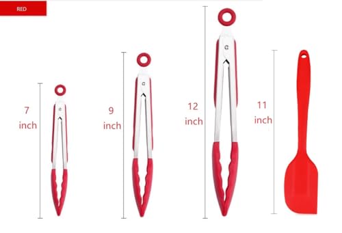 Kitchen Tongs for Cooking Locking Silicone Stainless Steel Buffet Serving Tongs, 7,9 and 12 Inch Non-stick,Heat Resistant 3 Pack - Image 2