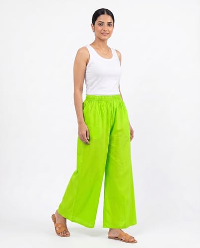 Image of Women Plazzo | Rayon Wide Leg for Women | Elastic Waist Flared Palazo Trousers | Comfortable Casual & Ethnic Wear Palazzo Pants