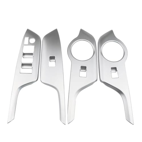 内装装飾 Compatible With For CHR For C-HR 2016 2017 2018 2019 2020 対応 4個 車用ウィンドウリフトボタンパネルカバー LHD ステッカーアクセサリー(Silver)