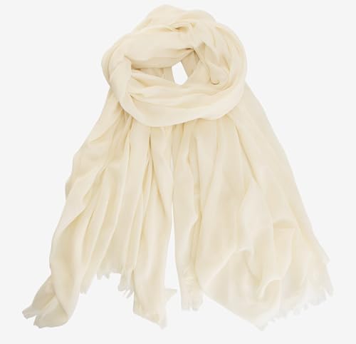 Womens-Off White Shawl Scarf - Lightweight Wrap Scarves Shawl Solid Color Sunscreen Scarve for Spring Summer Season Travel2