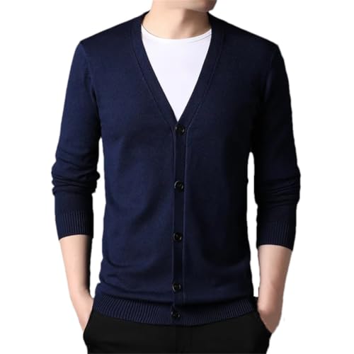 Men's V-Neck Long Sleeve Knitted Cardigan Sweater Spring Fall Solid Slim Fit Fashion Casual